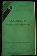 Clausing Colchester 15" No. 8000 Lathe Instructions & Parts List